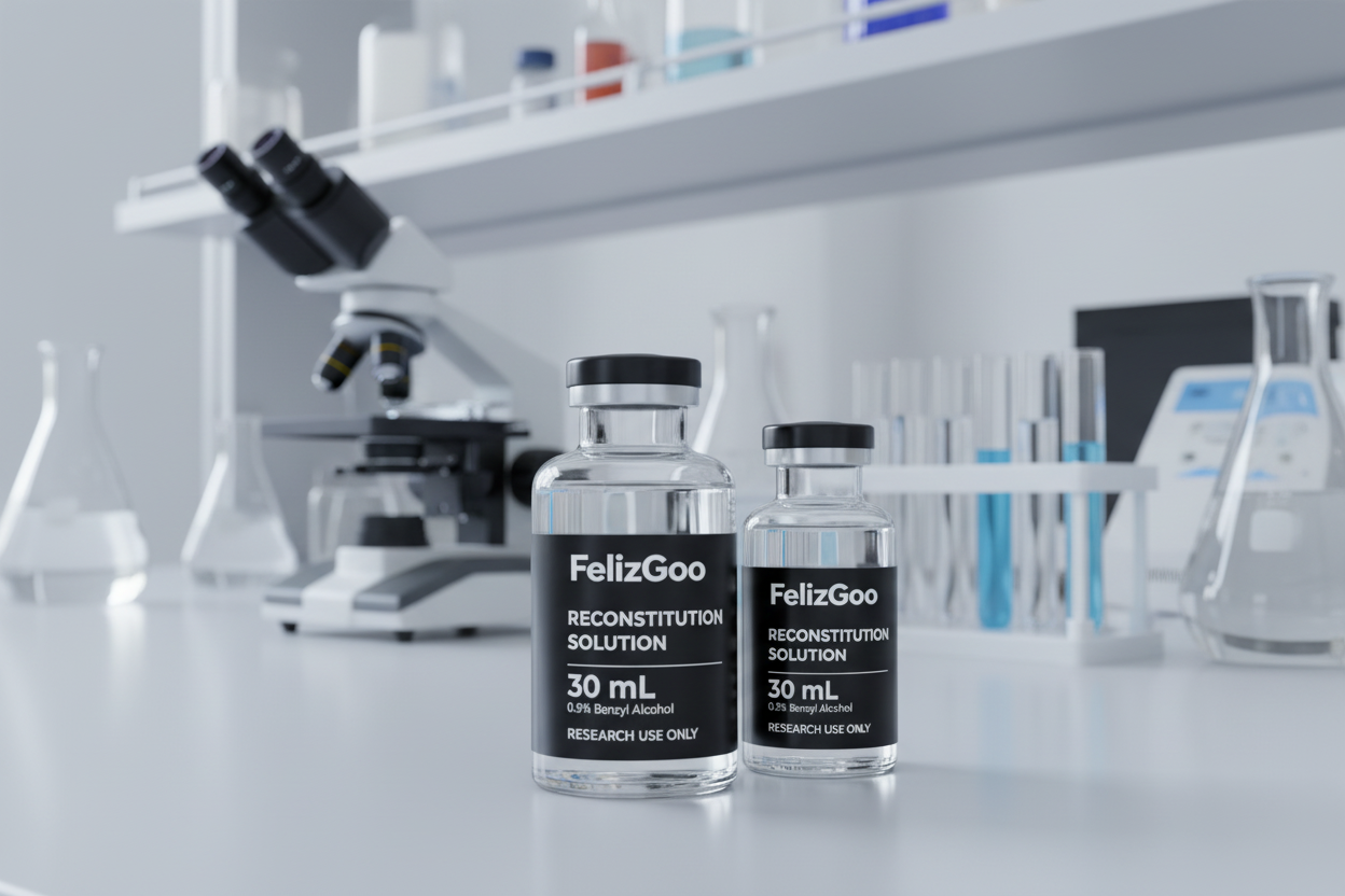 FelizGoo Reconstitution Solution 2 pack 30ml in premium glass vials with flip off caps